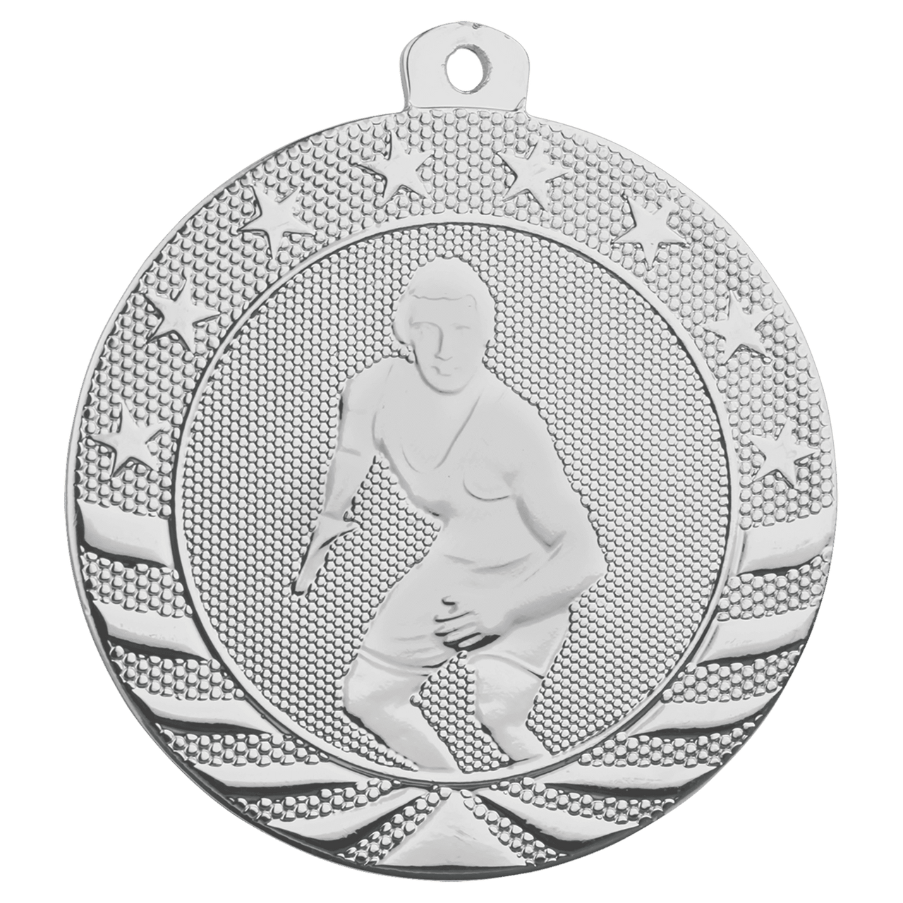 2 3/4" Bright Silver Football Starbrite Medal