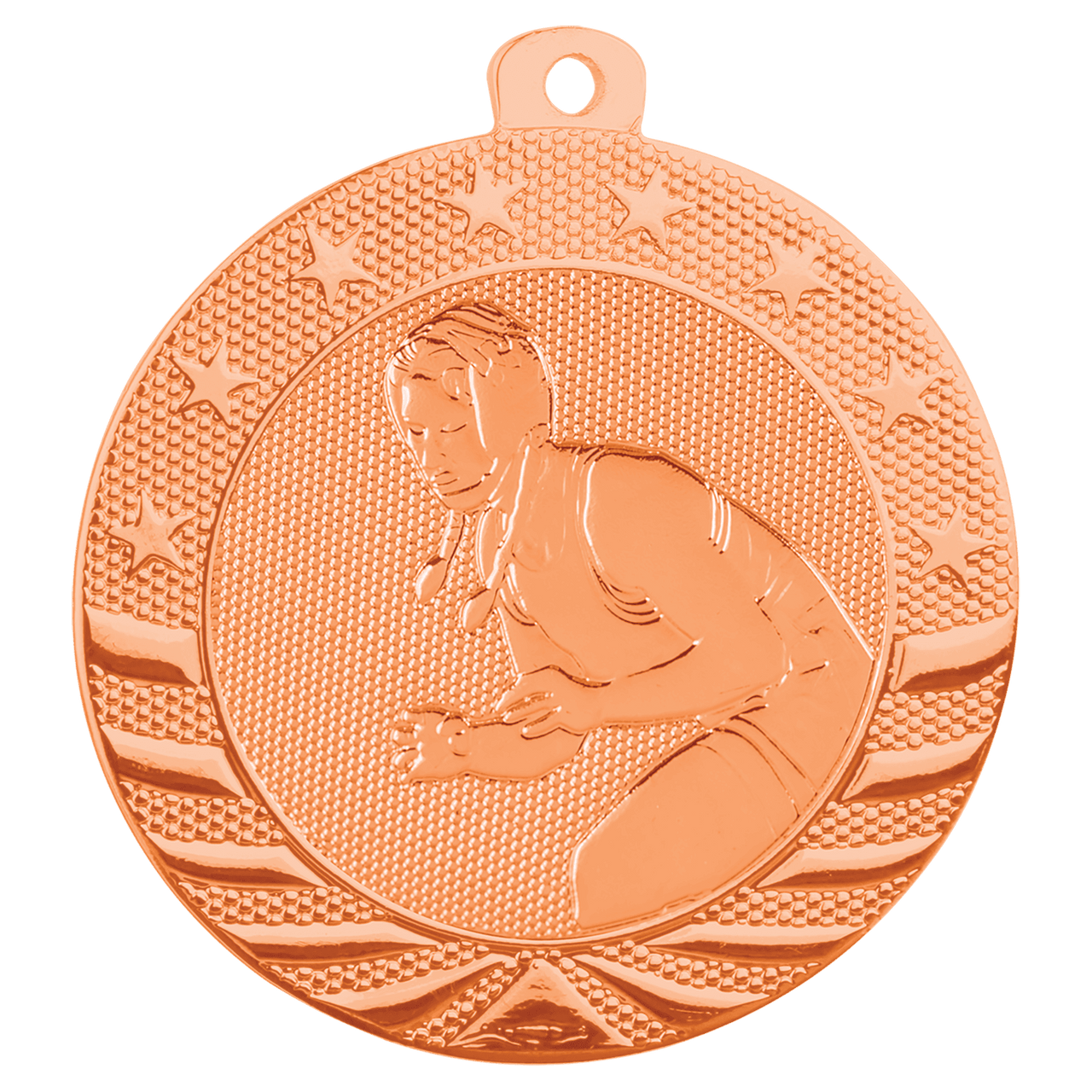 2 3/4" Bright Bronze Female Wrestling Starbrite Medal