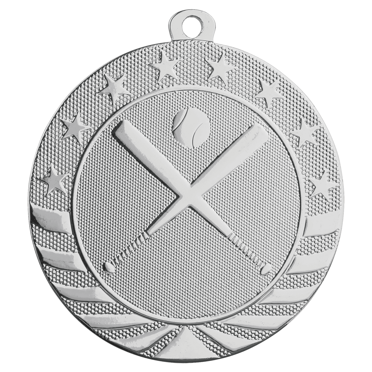 2 3/4" Bright Silver Baseball/Softball Starbrite Medal