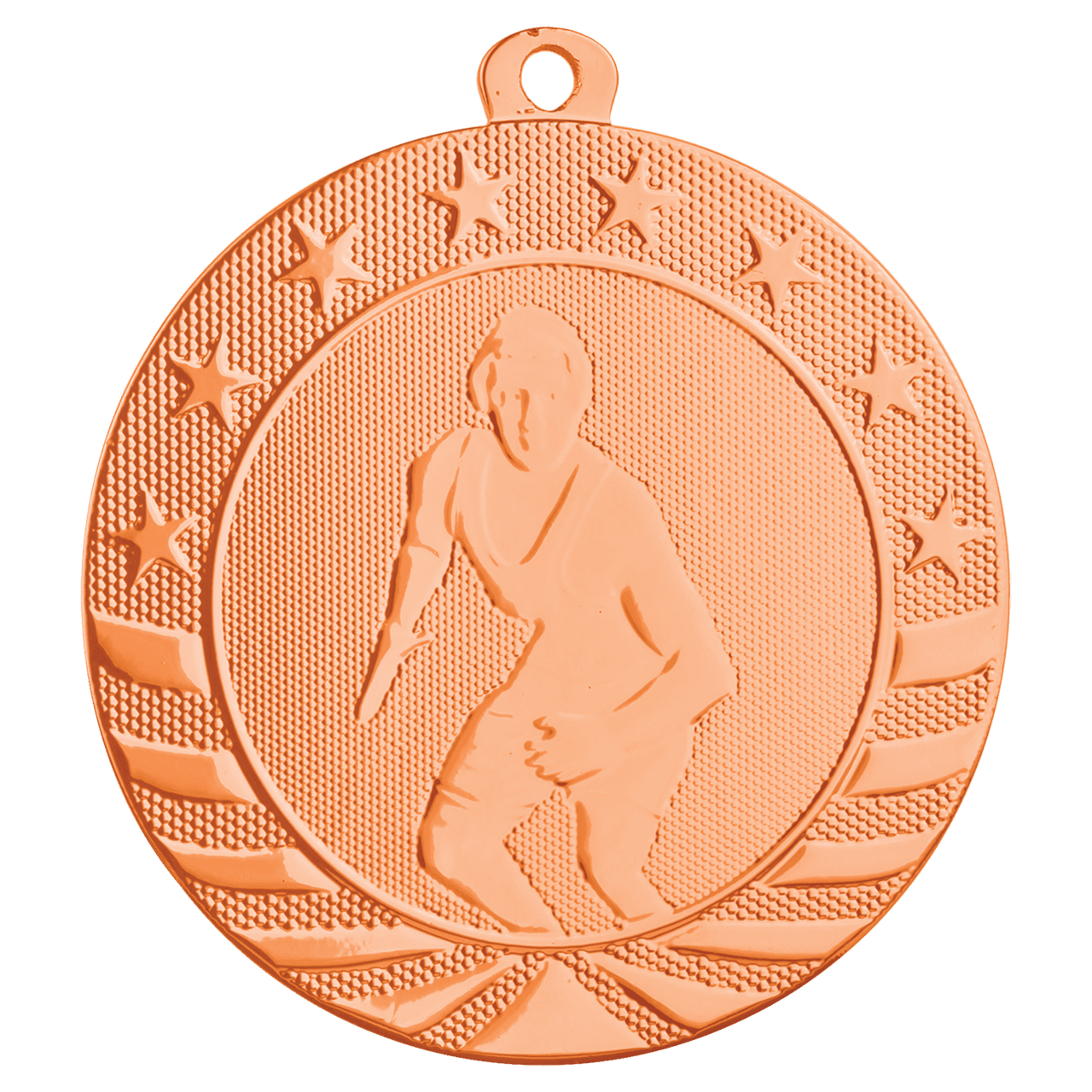 2 3/4" Bright Gold Wrestling Starbrite Medal