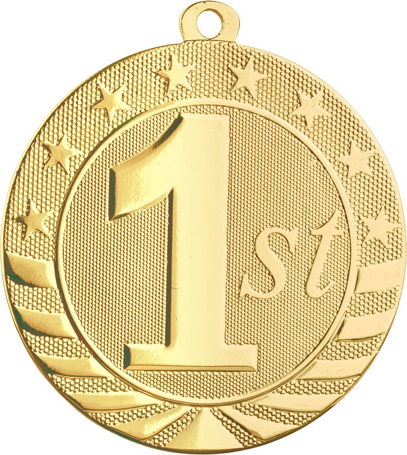2" Bright Gold 1st Place Starbrite Medal