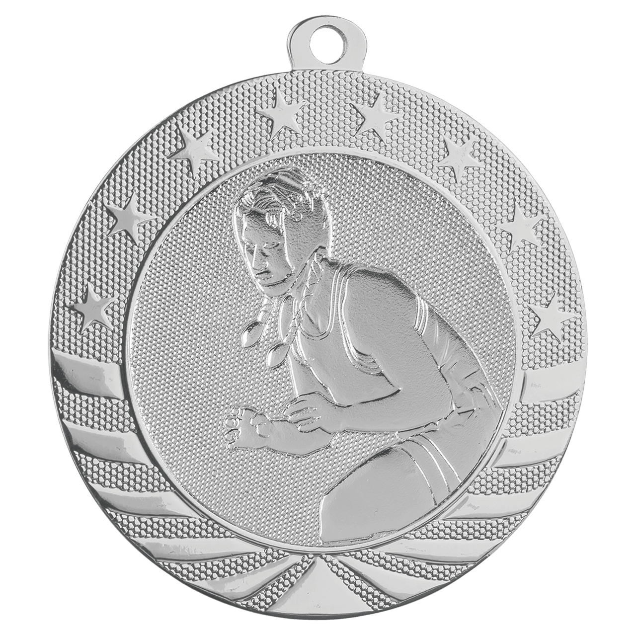 2 3/4" Bright Bronze Female Wrestling Starbrite Medal
