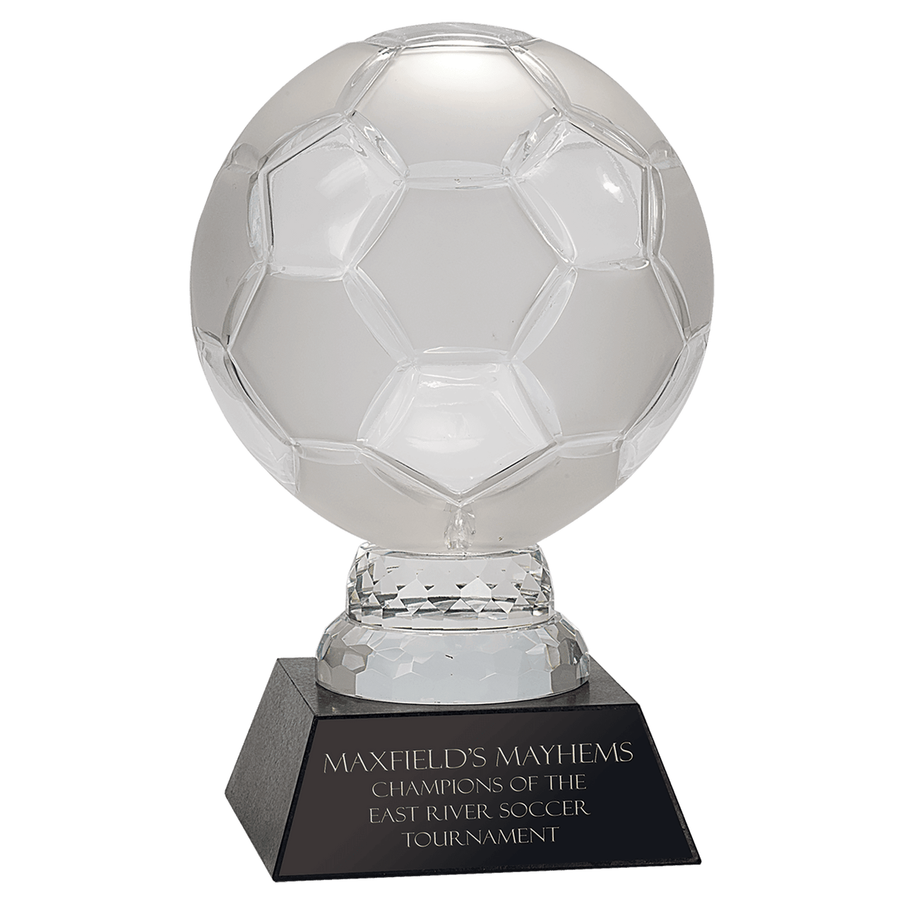6 1/4" Glass Soccer Ball with Marble Base