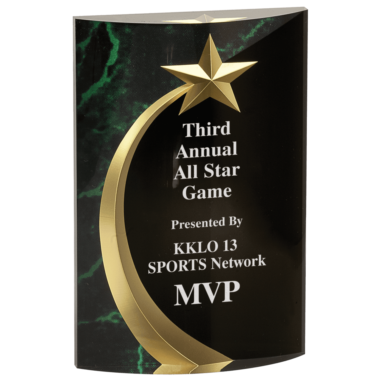 7 3/4" Green Marble Rounded Shooting Star Acrylic