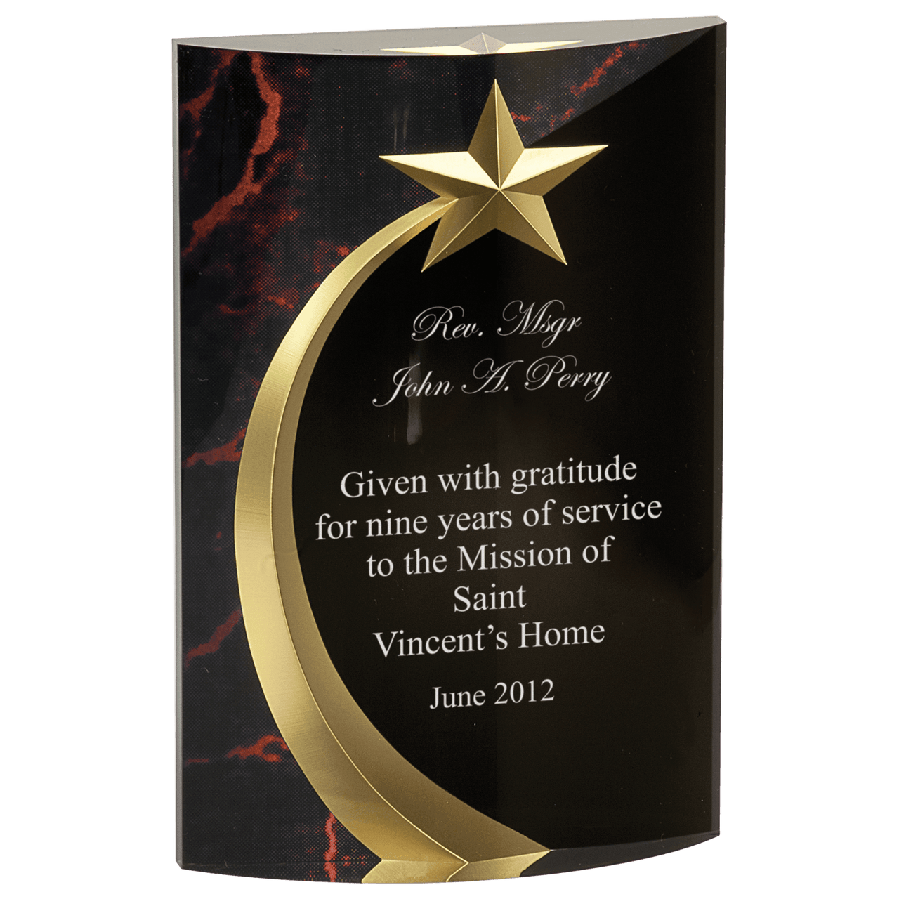 7 3/4" Green Marble Rounded Shooting Star Acrylic
