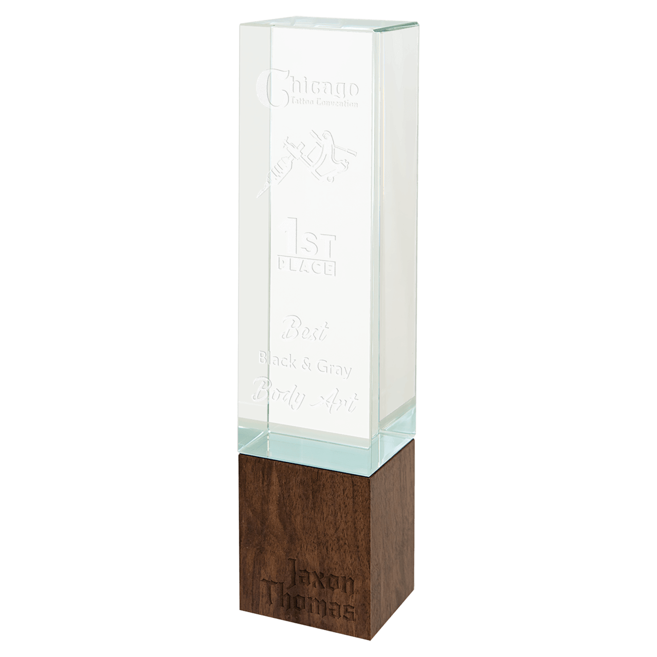 Rectangle Sierra Glass with Walnut Base Sample Set