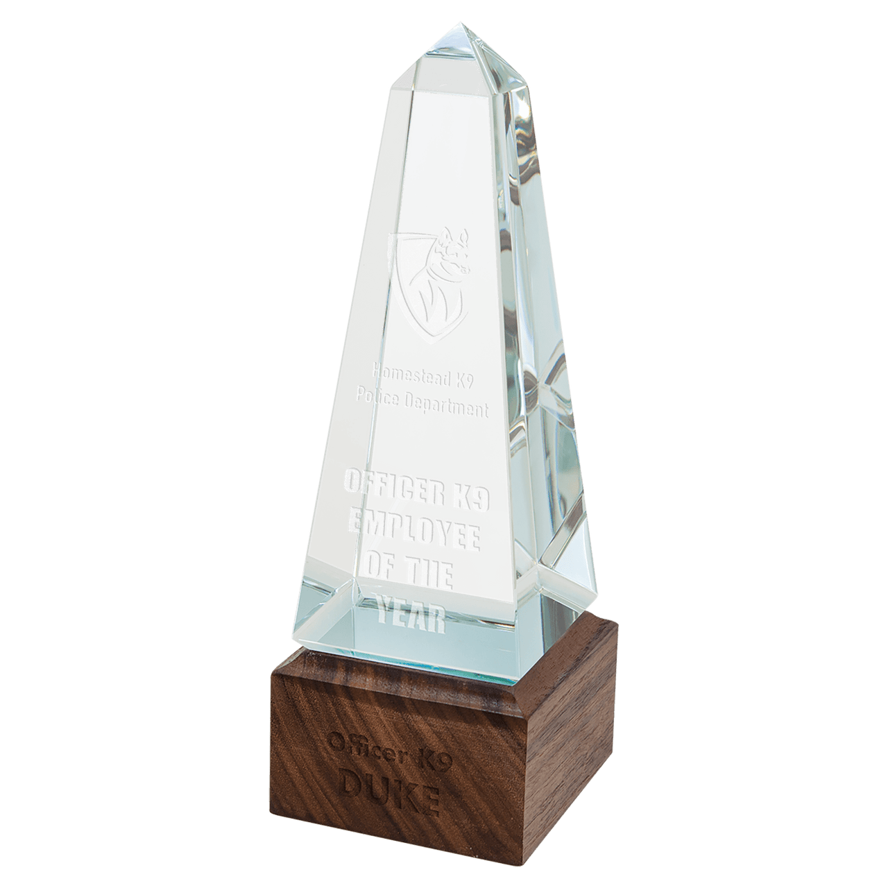 9" Obelisk Sierra Glass with Walnut Base