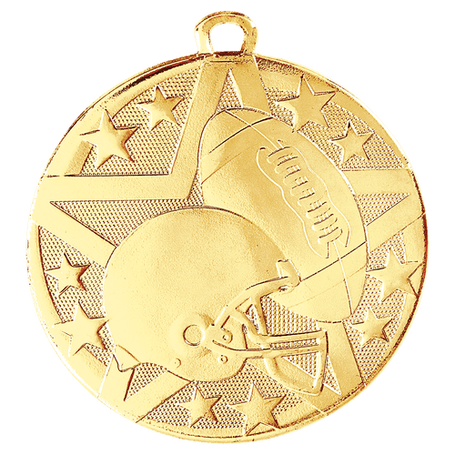 2" Gold Superstar Football Medal
