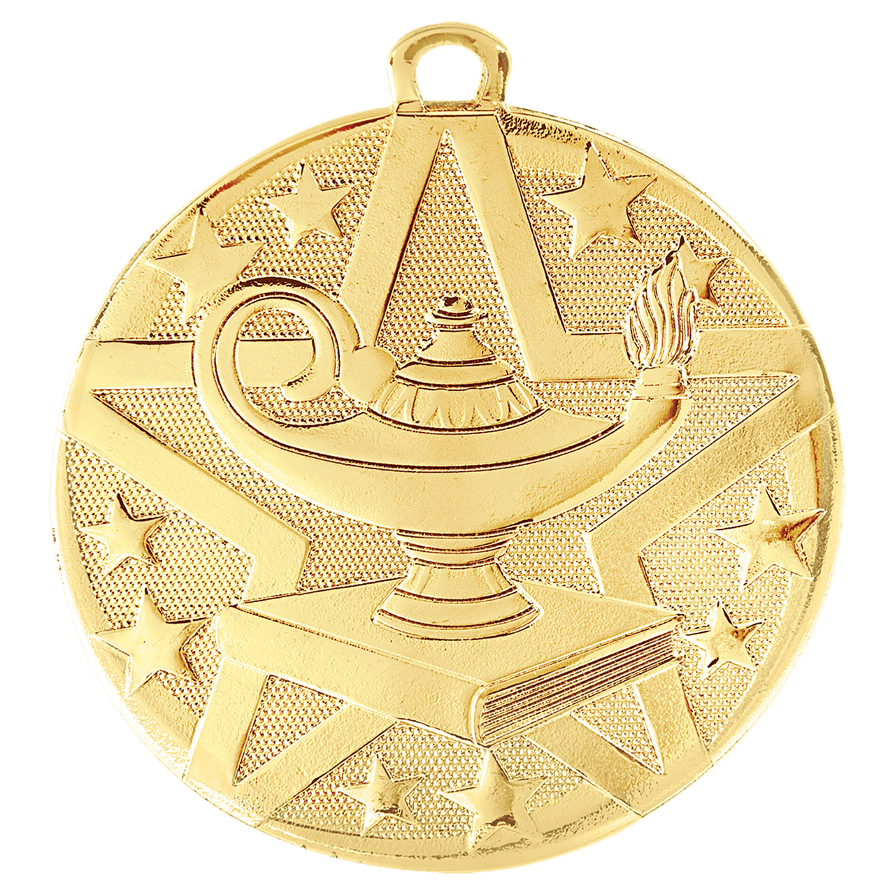 2" Gold Superstar Lamp of Knowledge Medal