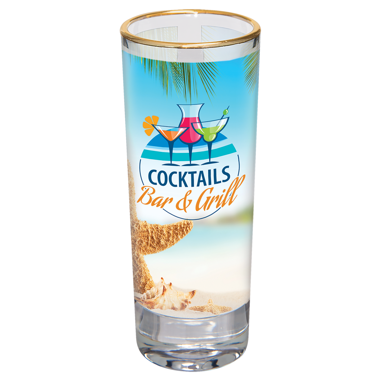 2 1/2 oz. Sublimatable Glass Shooter with Gold Rim