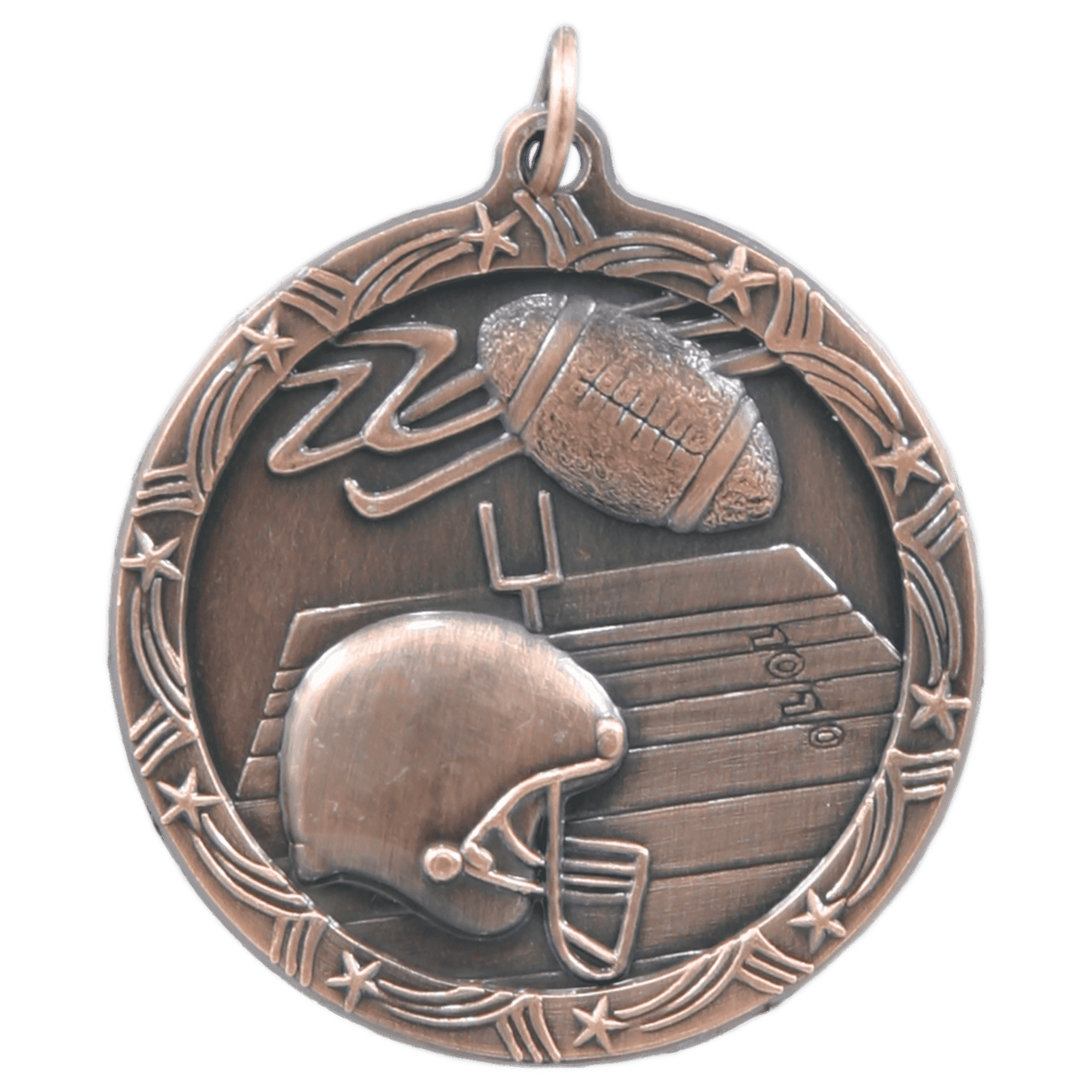 2 1/2" Antique Silver Football Shooting Star Medal
