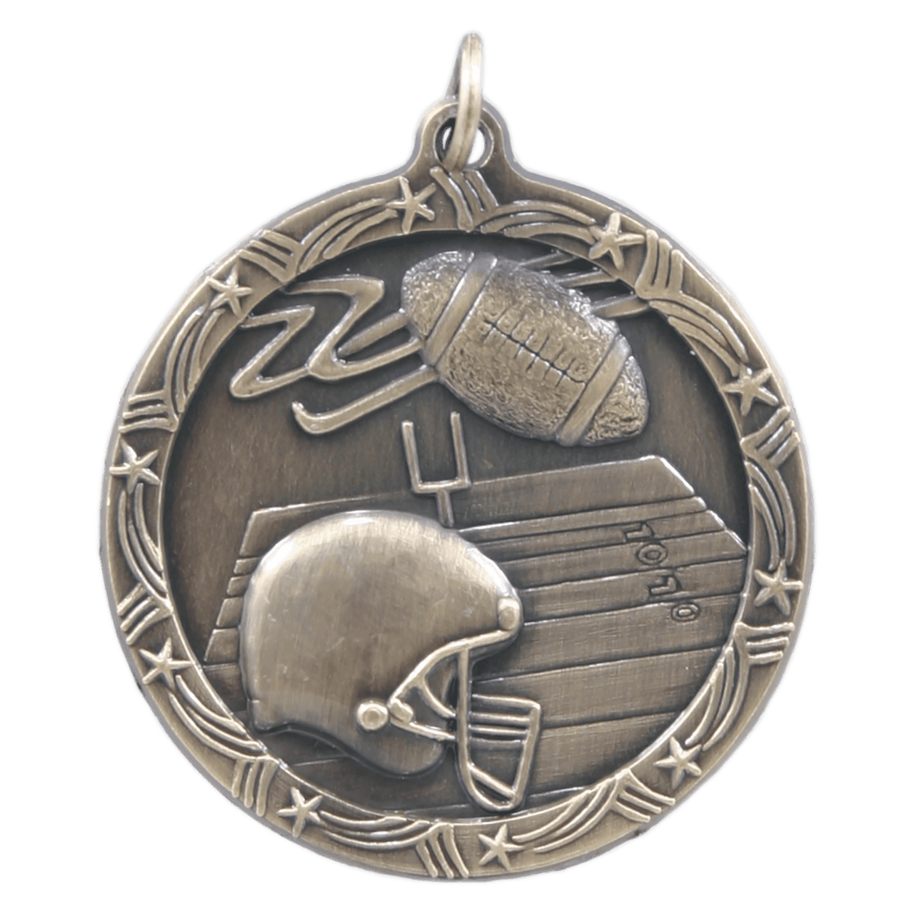 2 1/2" Antique Silver Football Shooting Star Medal