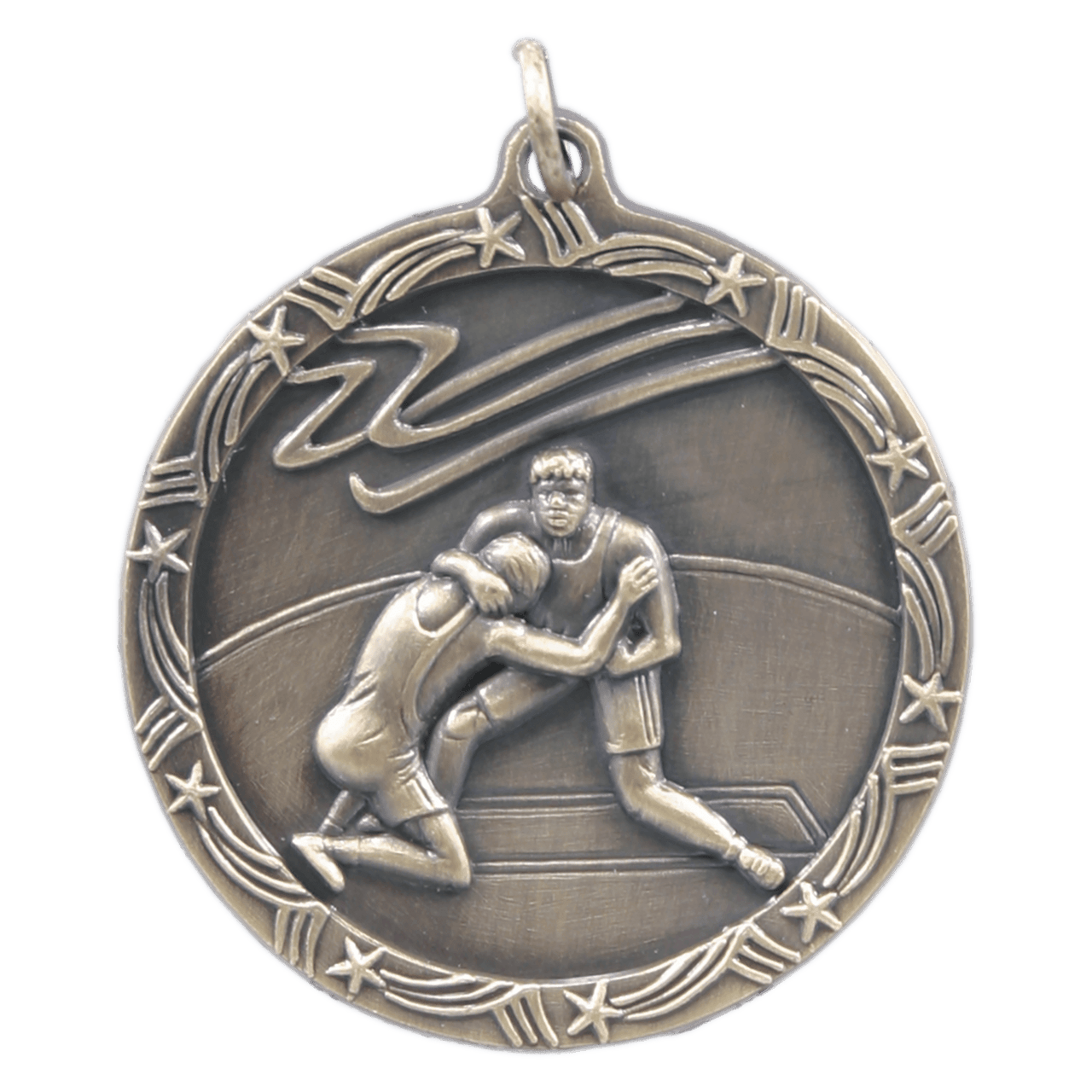 2 1/2" Antique Bronze Wrestling Shooting Star Medal