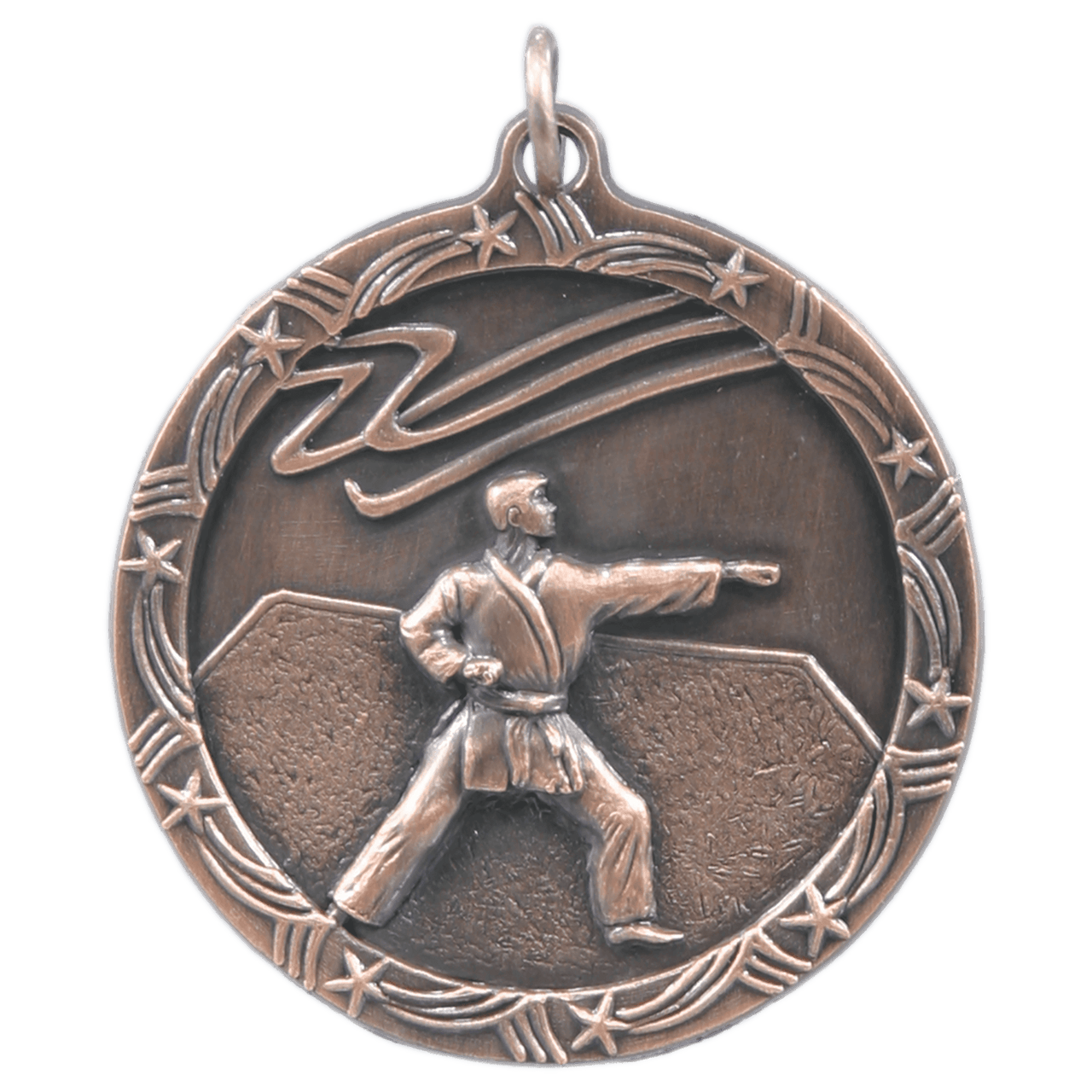 1 3/4" Antique Silver Martial Arts Shooting Star Medal