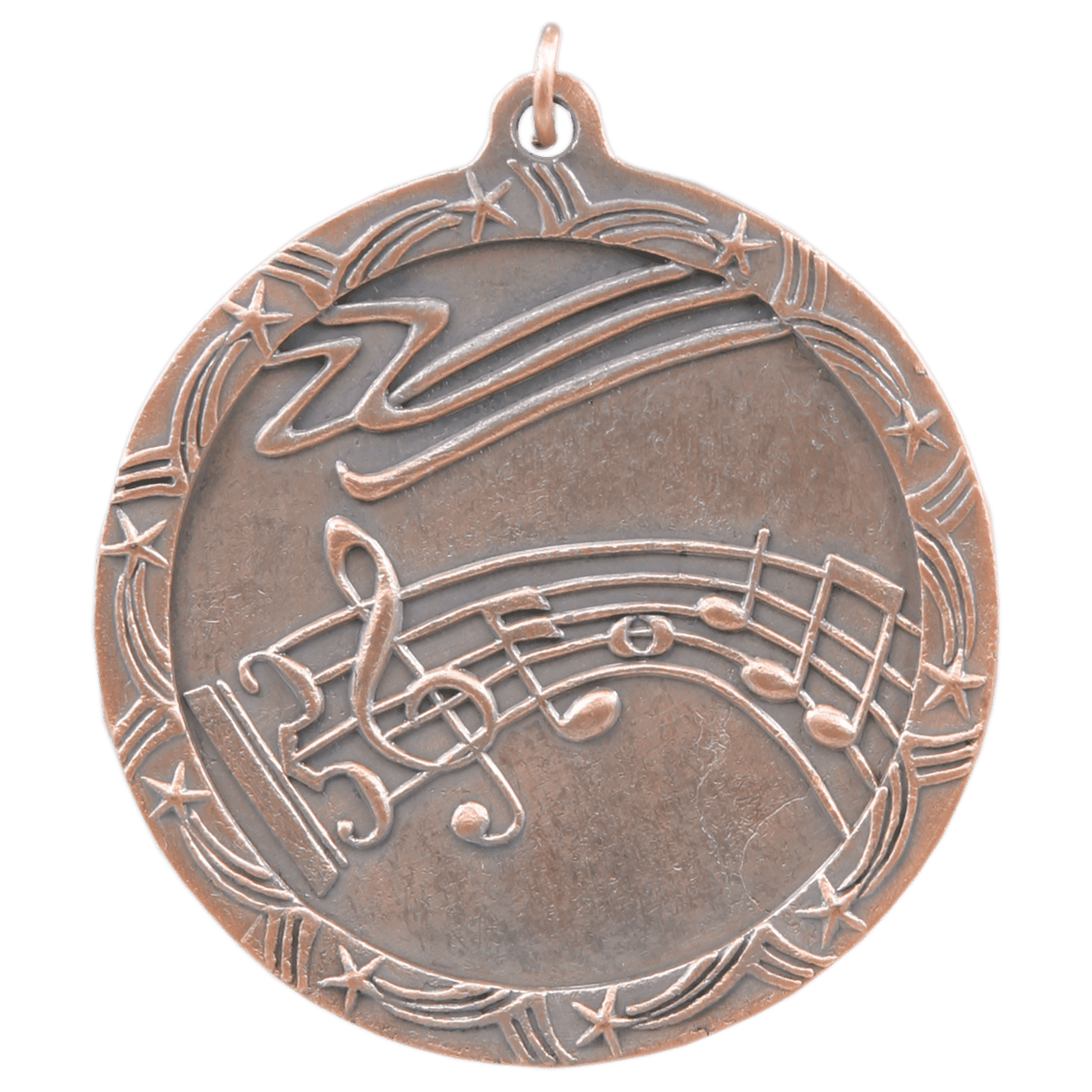 1 3/4" Antique Gold Music Shooting Star Medal