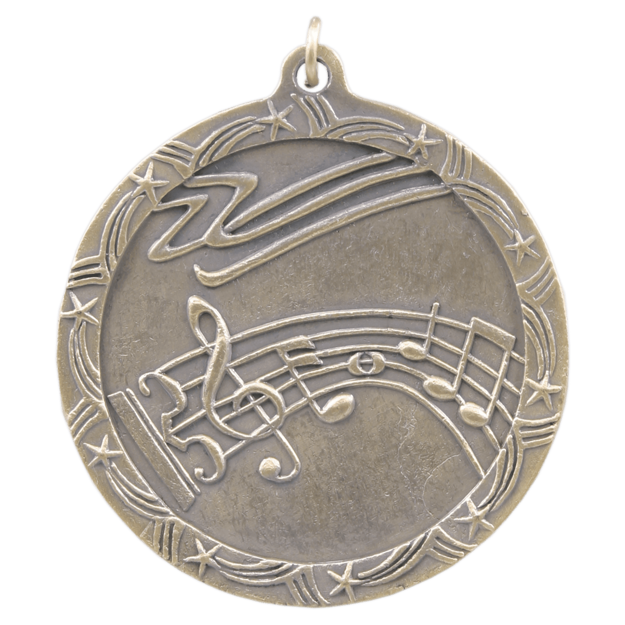 1 3/4" Antique Gold Music Shooting Star Medal