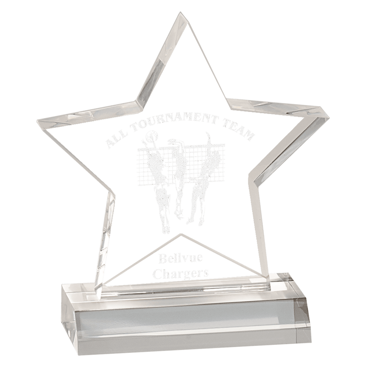 5" x 5" Clear Star Acrylic Award with 4" Base