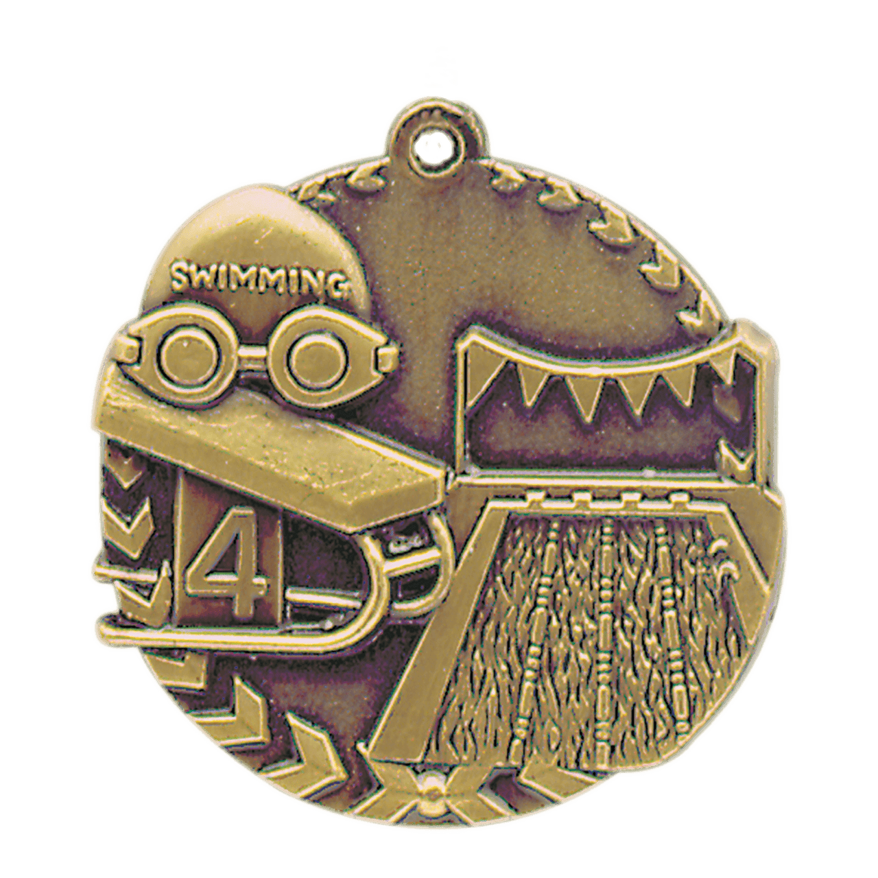 1 3/4" Antique Gold Swimming Millennium Medal
