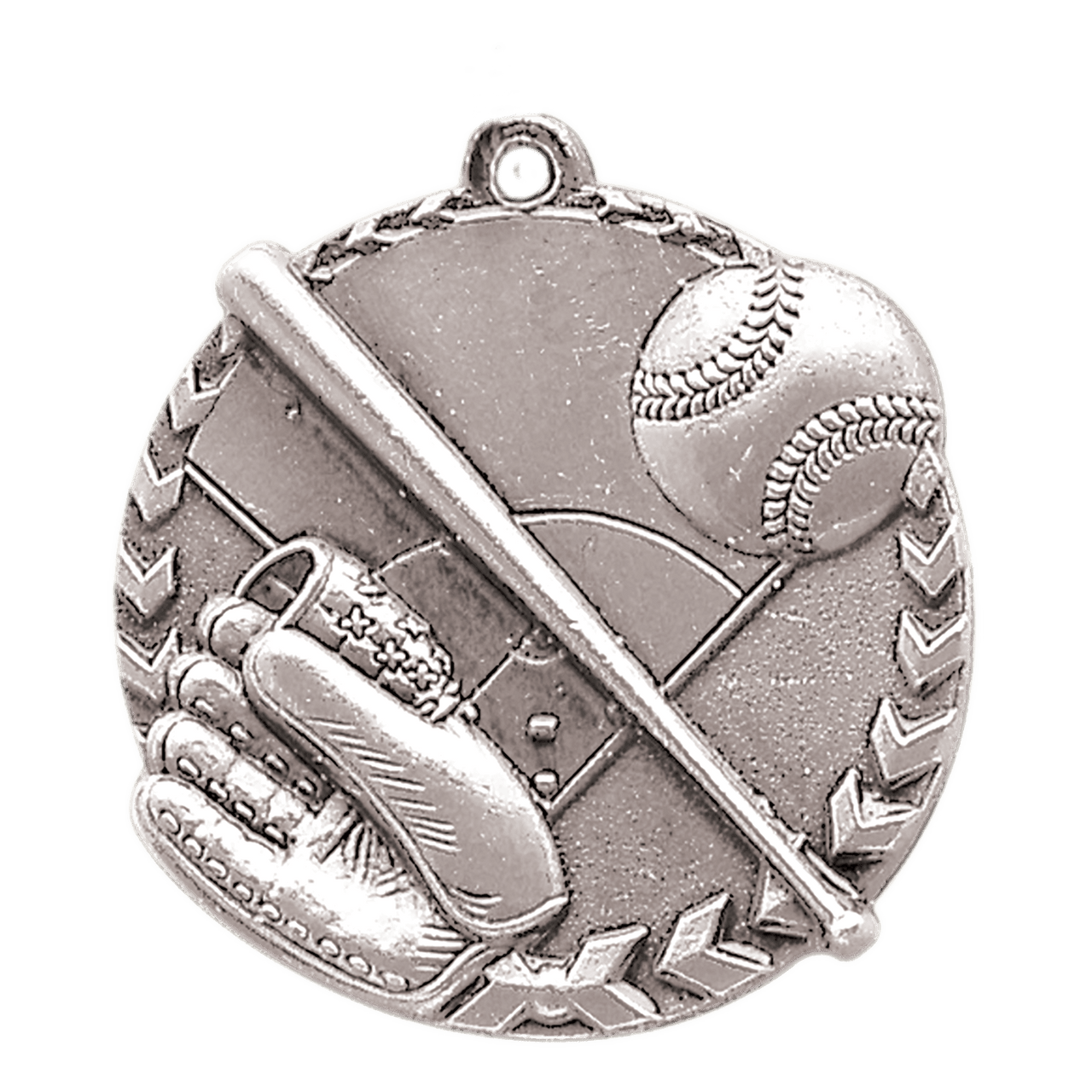 1 3/4" Antique Silver Baseball/Softball Millennium Medal