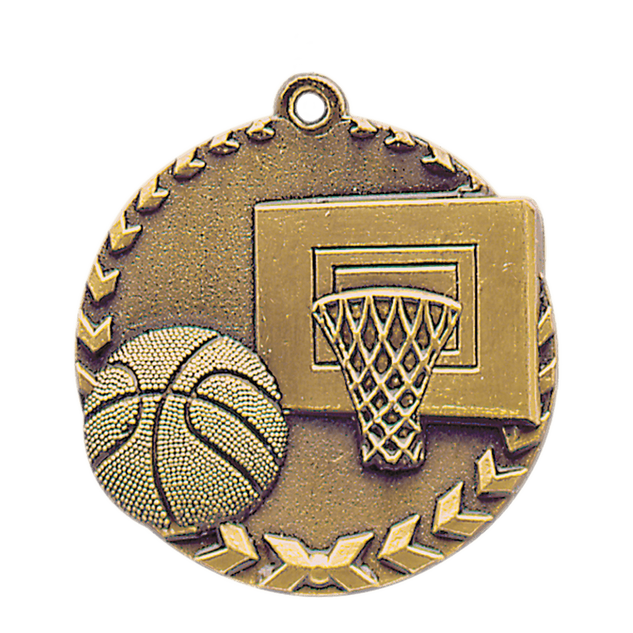 1 3/4" Antique Gold Basketball Millennium Medal
