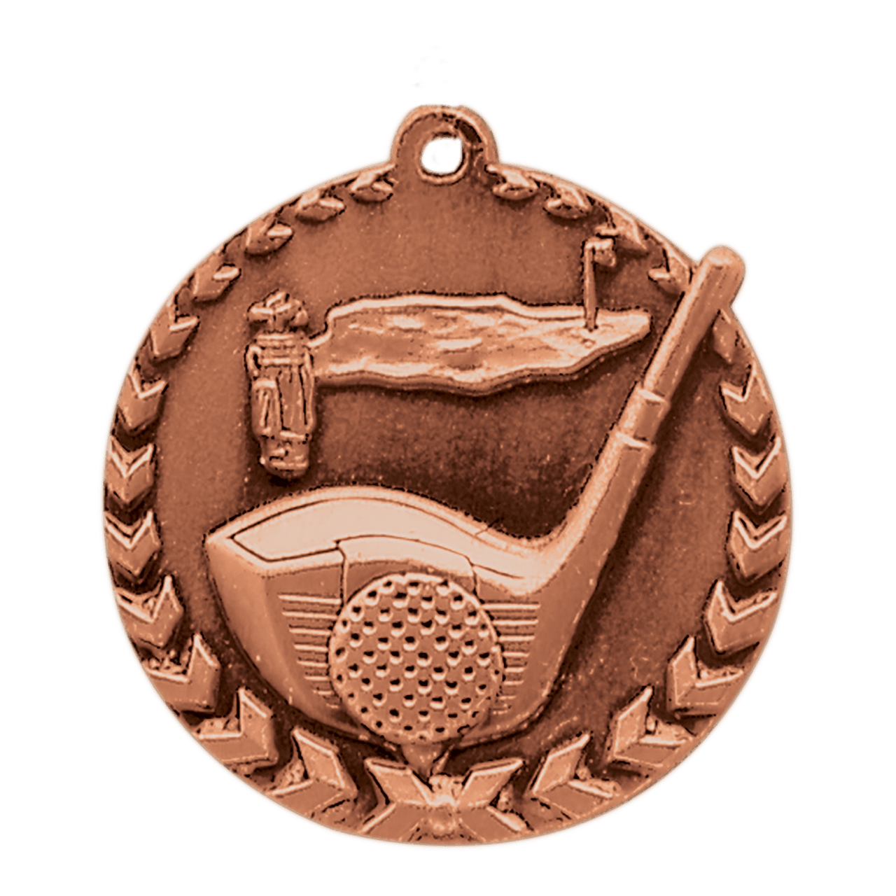 1 3/4" Antique Gold Golf Millennium Medal