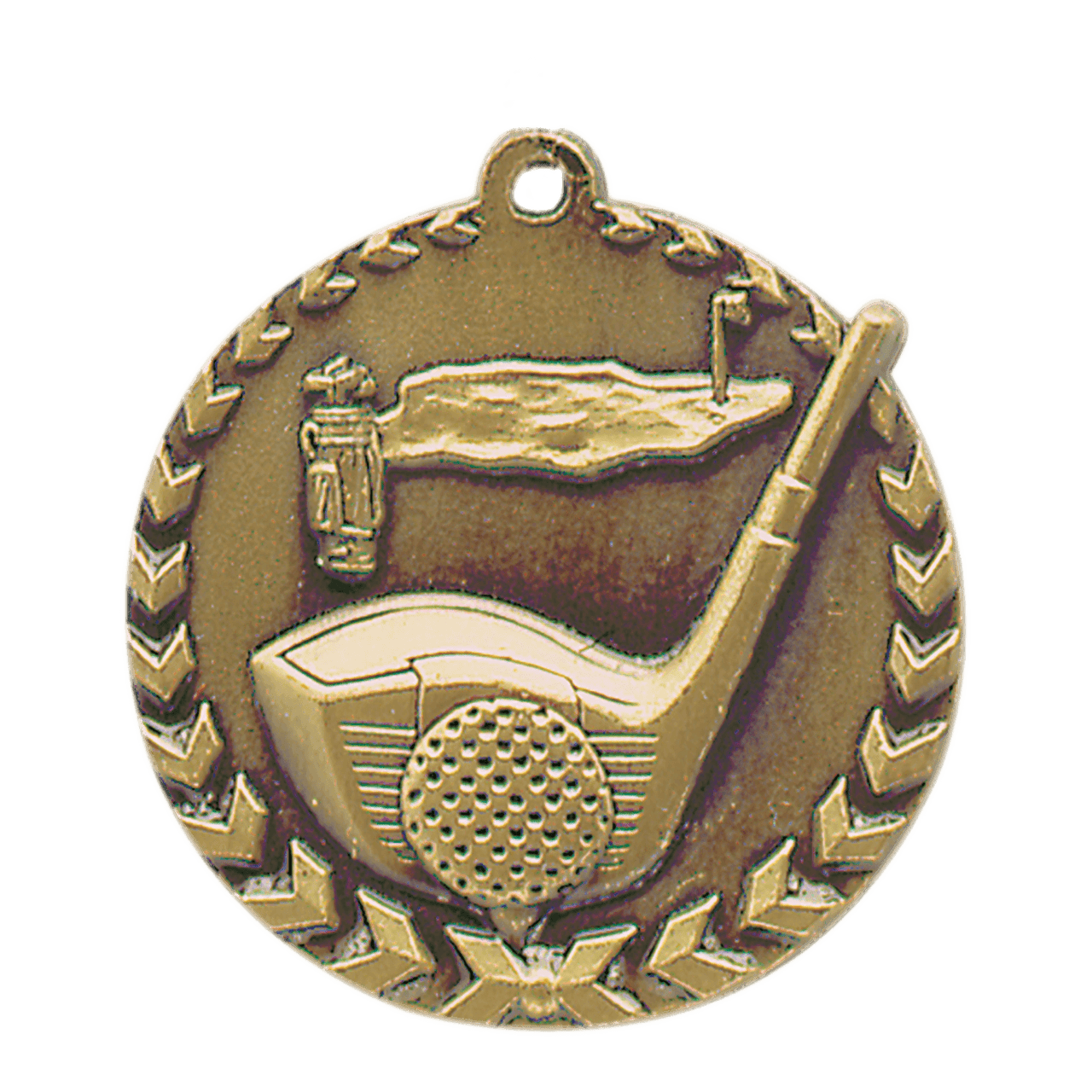 1 3/4" Antique Gold Golf Millennium Medal