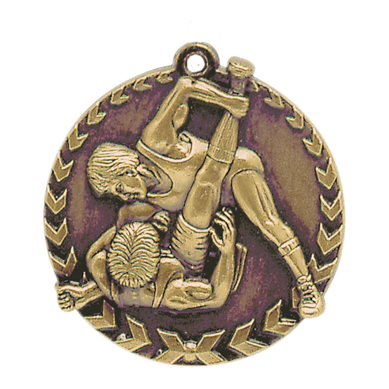 1 3/4" Antique Bronze Wrestling Millennium Medal