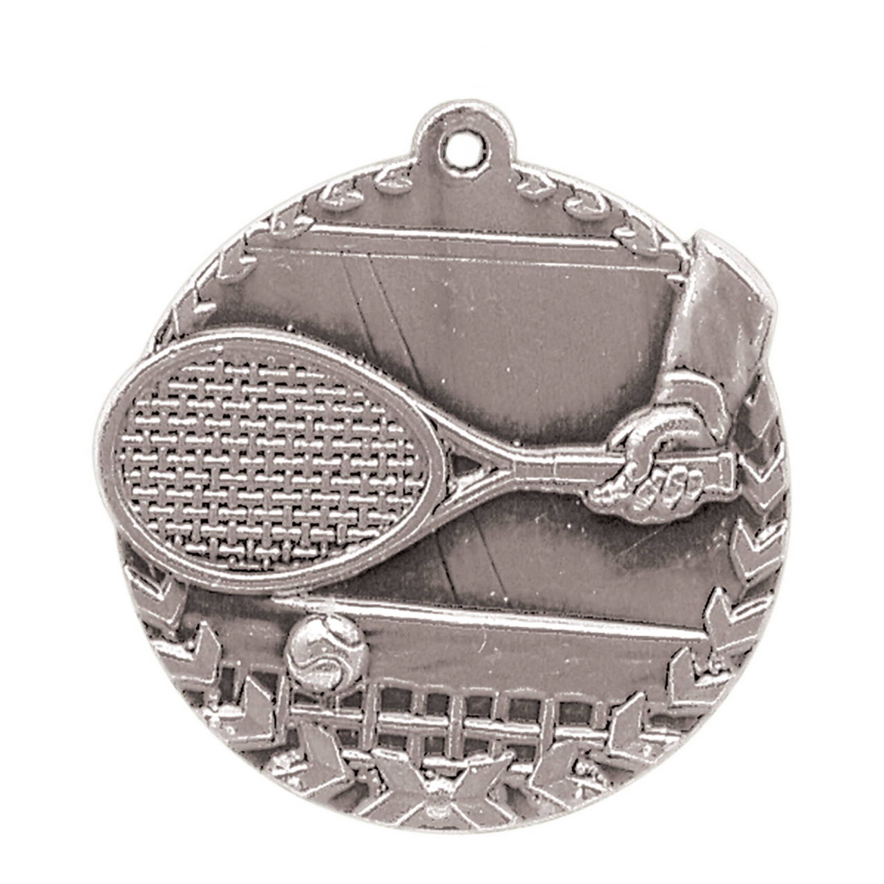 1 3/4" Antique Silver Tennis Millennium Medal