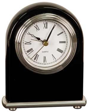 8 1/4" x 7 1/2" Rosewood Piano Finish Clock with Gold Columns