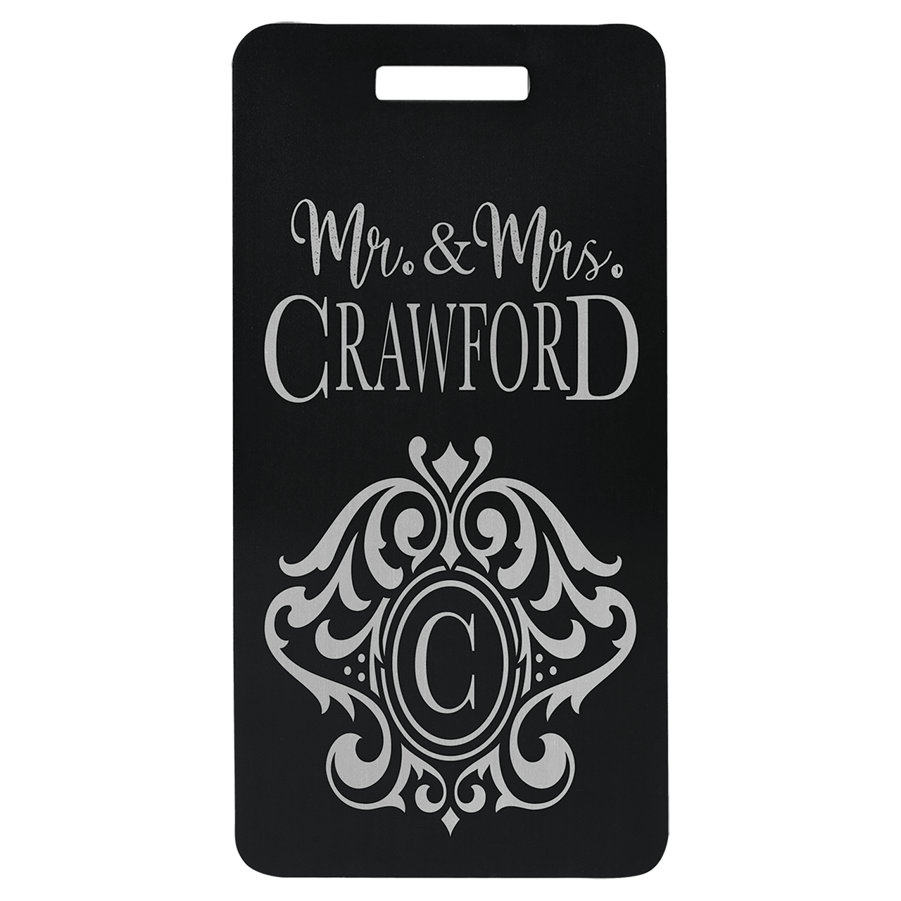 3 7/8" x 2" Black Anodized Aluminum Luggage Tag