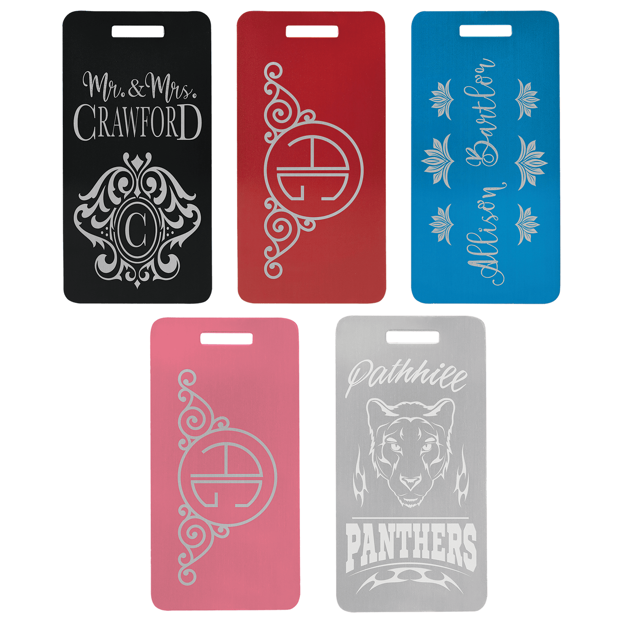 3 7/8" x 2" Black Anodized Aluminum Luggage Tag
