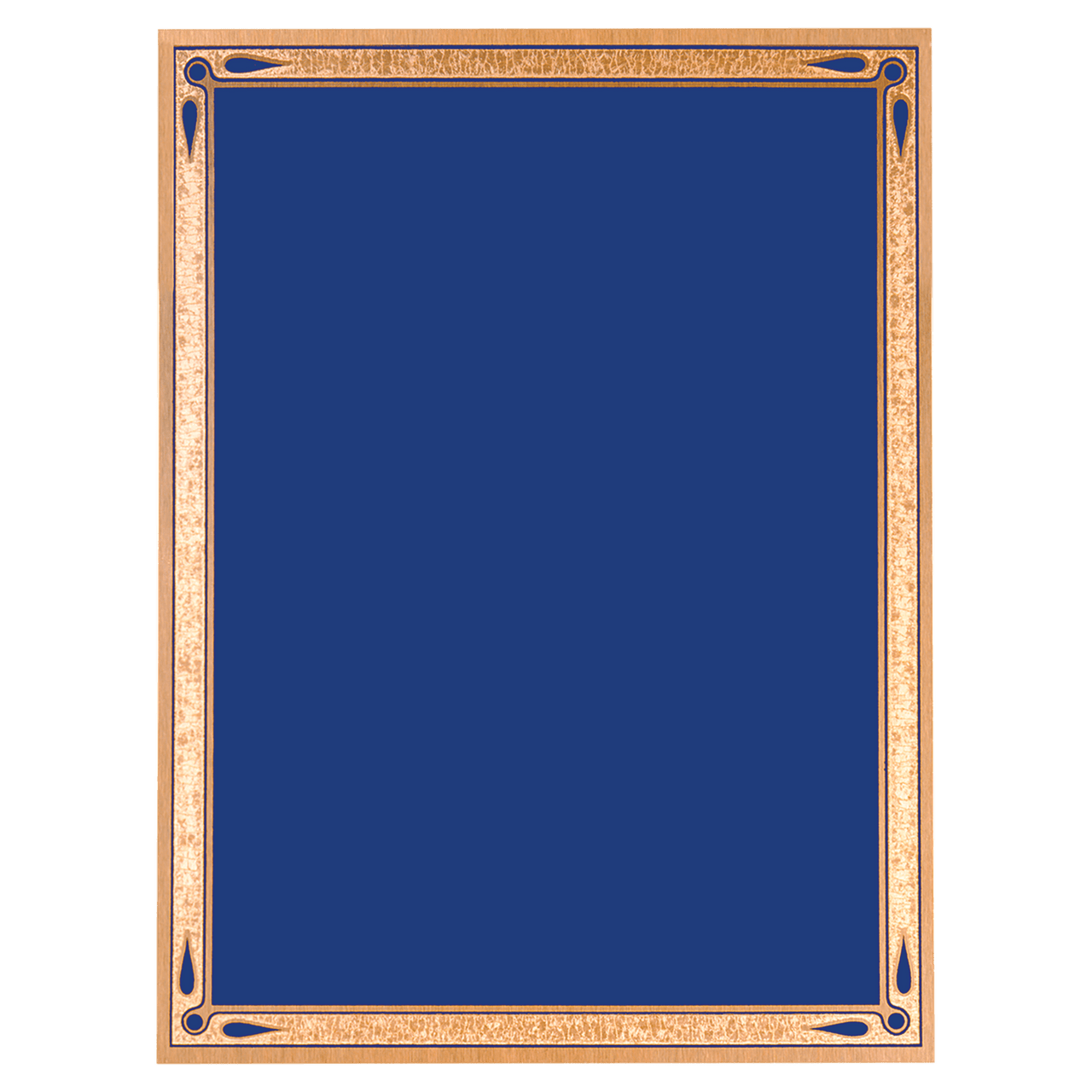 4" x 6" Blue/Gold Teardrop Brass Plated Steel Plaque Plate