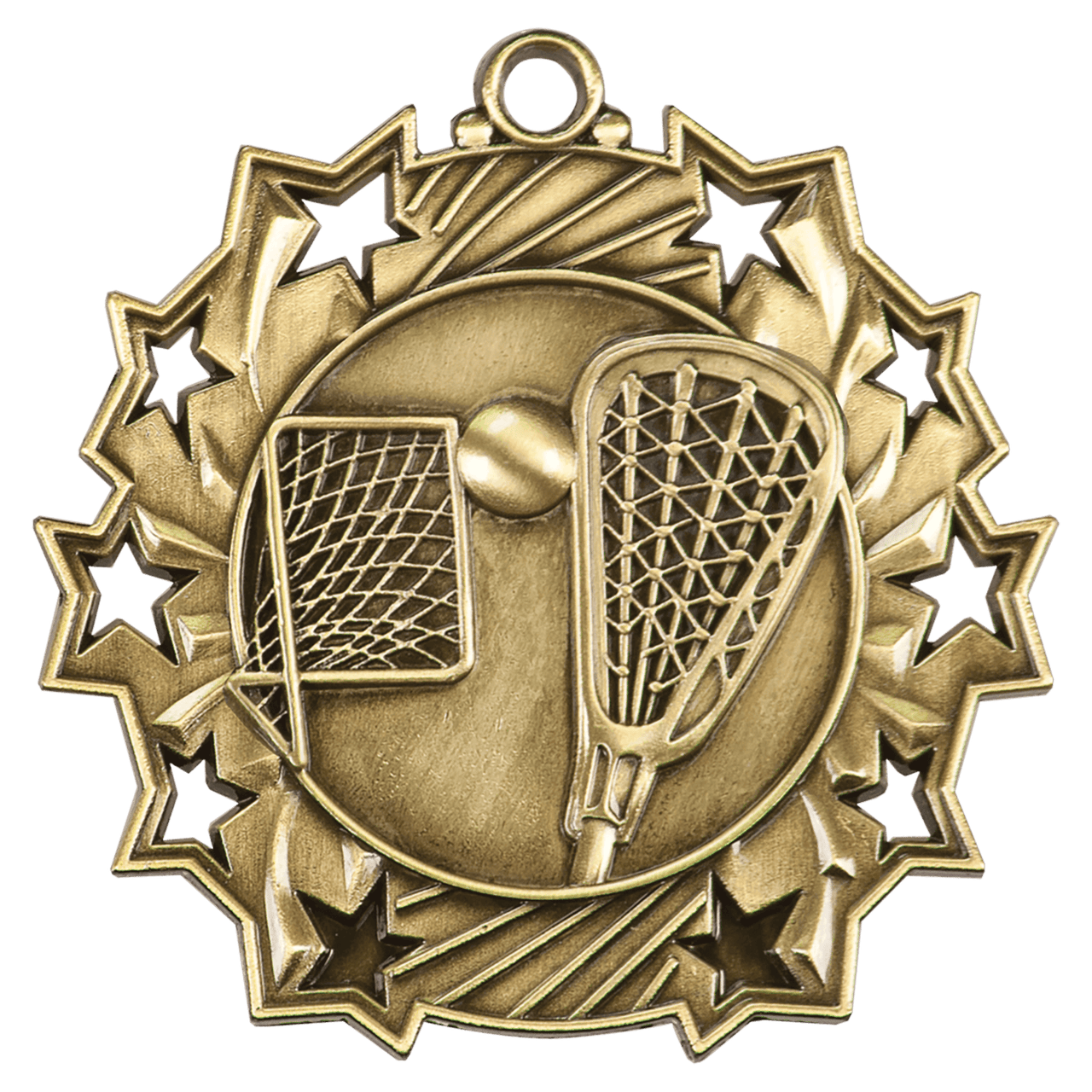 2 1/4" Antique Silver LaCrosse Ten Star Medal