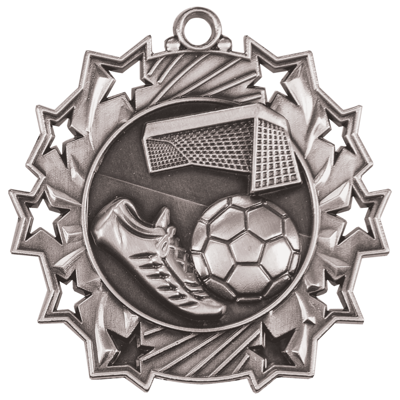 2 1/4" Antique Gold Soccer Ten Star Medal