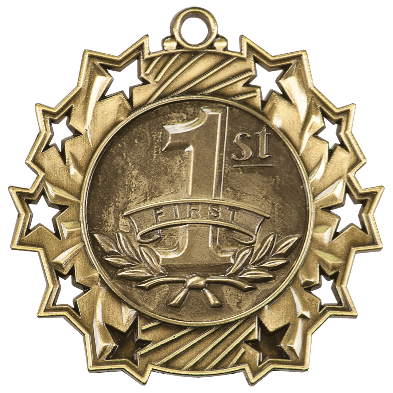 2 1/4" Antique Gold 1st Place Ten Star Medal