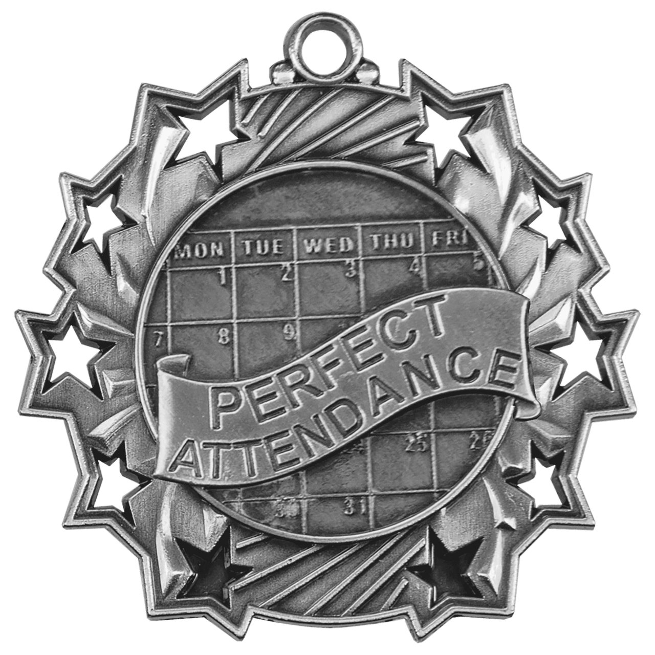 2 1/4" Antique Gold Perfect Attendance Ten Star Medal