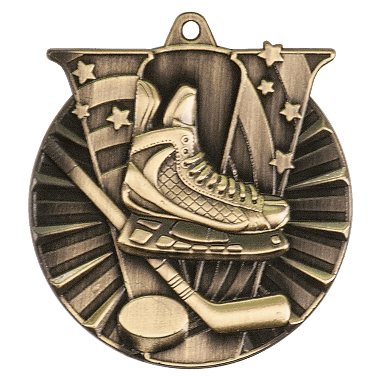 2" Antique Gold Hockey Victory Medal