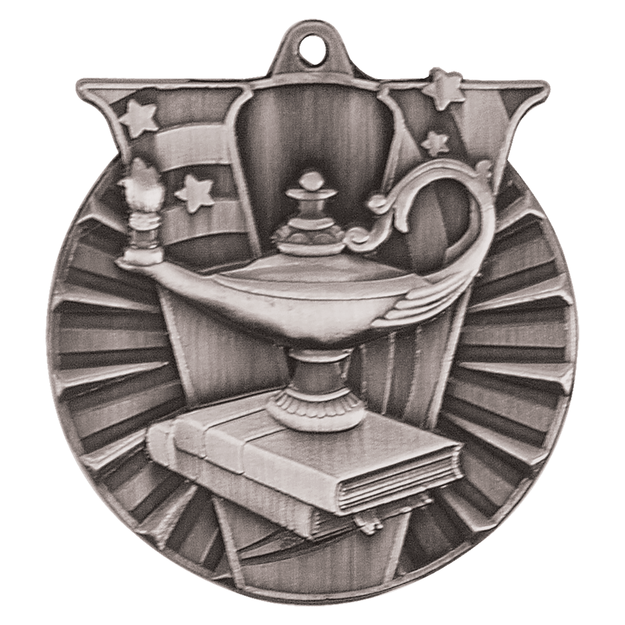 2" Antique Bronze Lamp of Knowledge Victory Medal