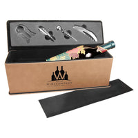 Thumbnail for Dark Brown Laserable Leatherette Single Wine Box with Tools