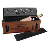 Thumbnail for Dark Brown Laserable Leatherette Single Wine Box with Tools
