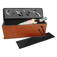 Thumbnail for Black/Silver Laserable Leatherette Single Wine Box with Tools