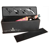Thumbnail for Black/Silver Laserable Leatherette Single Wine Box with Tools