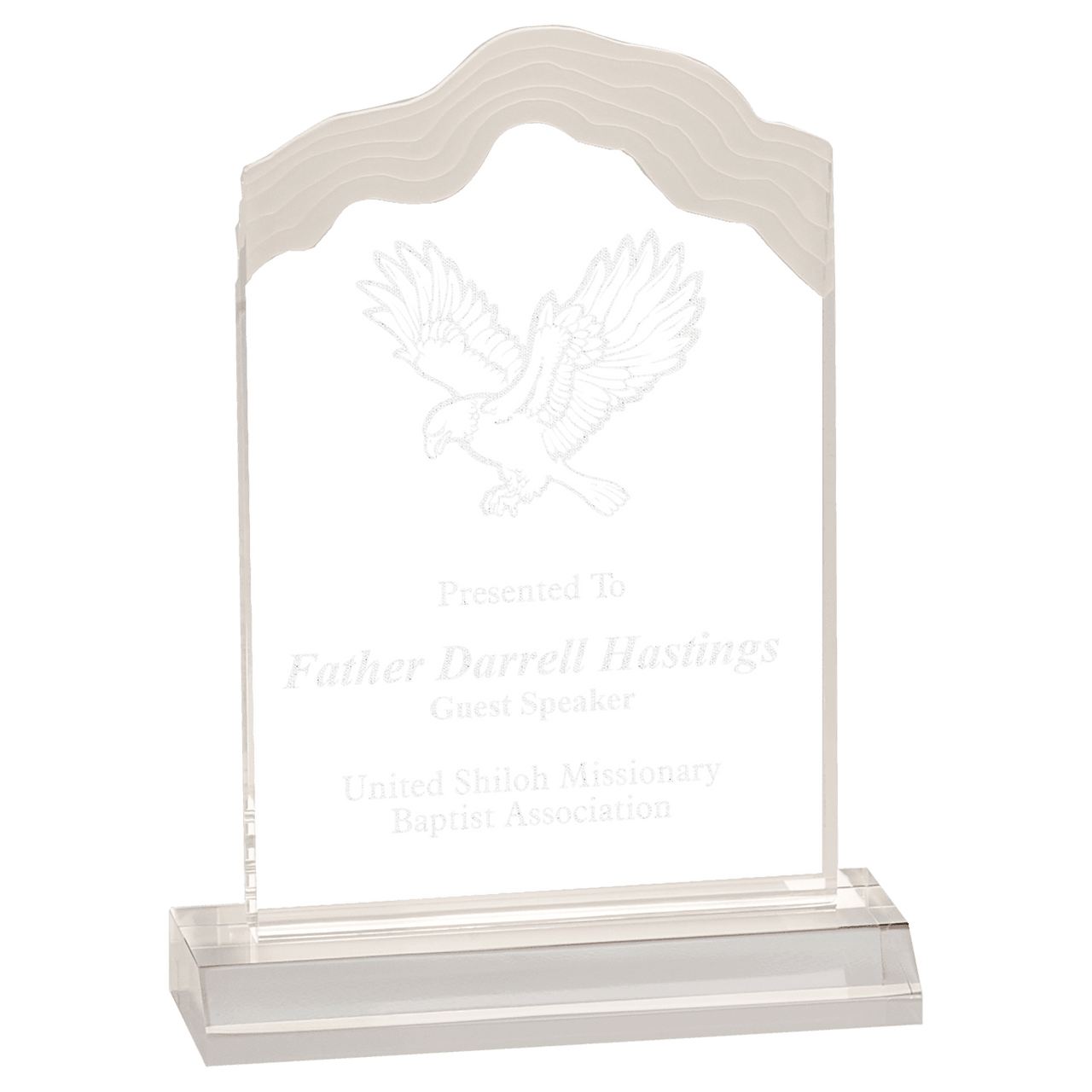 4" x 6" Clear Frosted White Cap Edge Acrylic with 5" Base