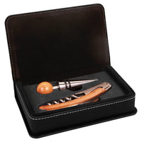 Thumbnail for Black/Silver Laserable Leatherette 2-Piece Wine Tool Set