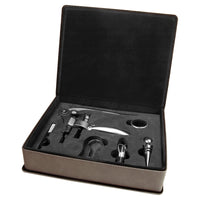 Thumbnail for Gray Laserable Leatherette 5-Piece Wine Tool Gift Set