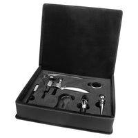 Thumbnail for Gray Laserable Leatherette 5-Piece Wine Tool Gift Set