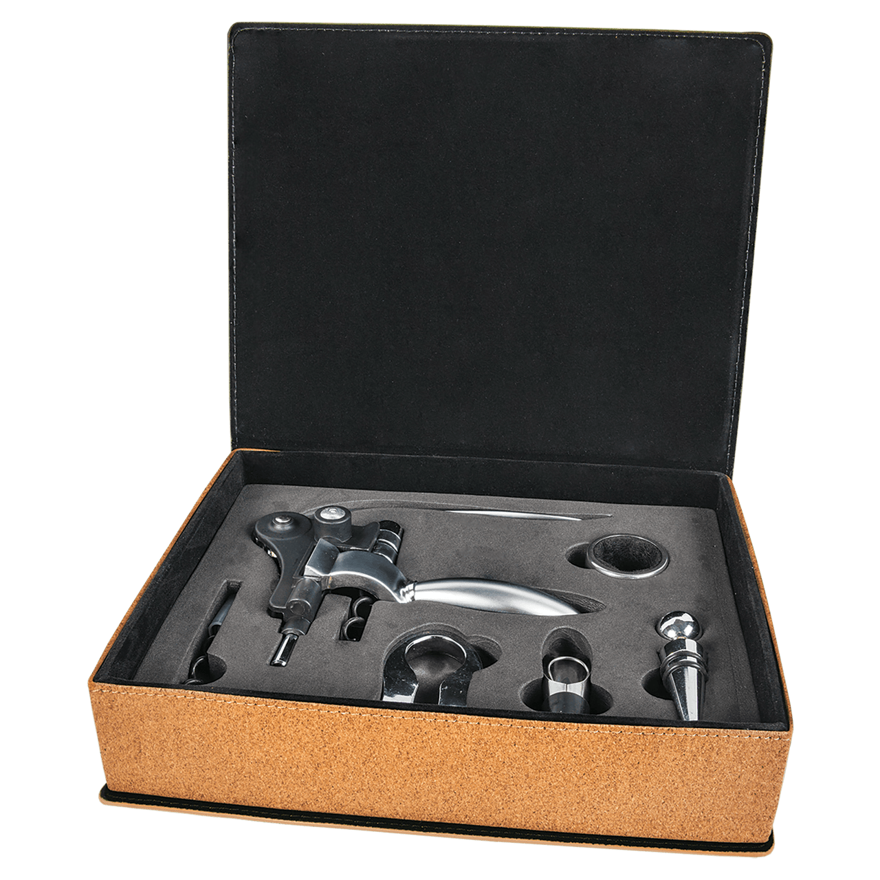 Gray Laserable Leatherette 5-Piece Wine Tool Gift Set