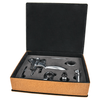 Thumbnail for Gray Laserable Leatherette 5-Piece Wine Tool Gift Set