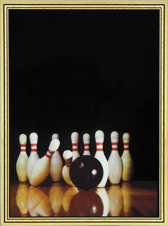 5 7/8" x 7 7/8" Bowling Brass Plated Steel Hi-Def Plaque Plate