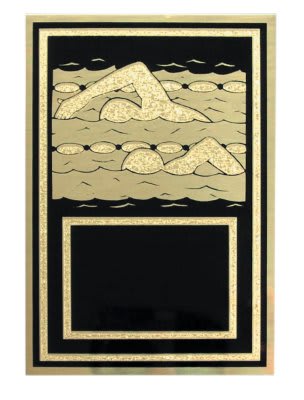 4" x 6" Black/Gold Swimming Z Plaque Plate